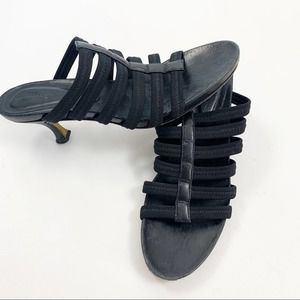 Donald Pliner Black Strappy Open Toe Heels Pumps